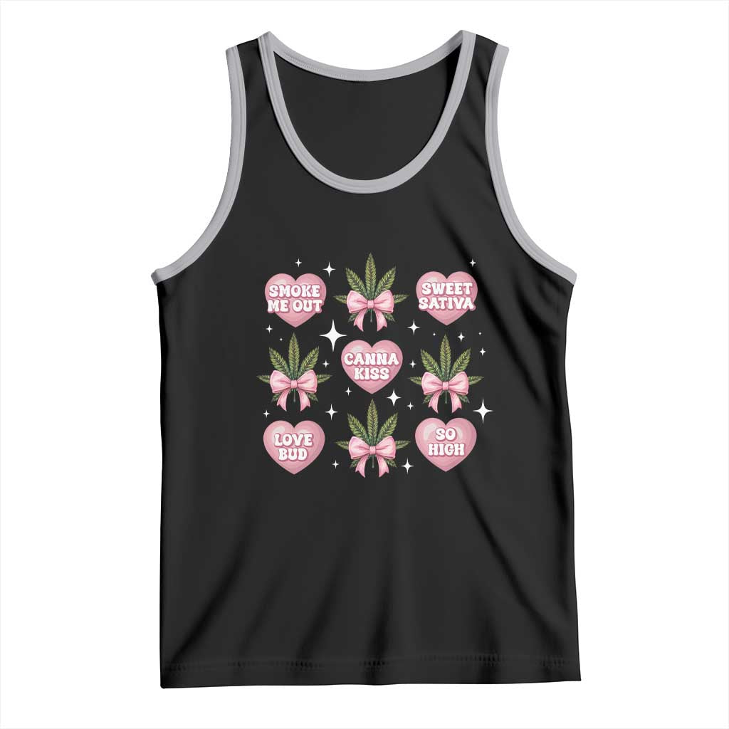 Funny Valentine's Day Weed Cannabis Marijuana Hearts Coquette Tank Top TS11 Black Athletic Heather Print Your Wear