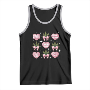 Funny Valentine's Day Weed Cannabis Marijuana Hearts Coquette Tank Top TS11 Black Athletic Heather Print Your Wear