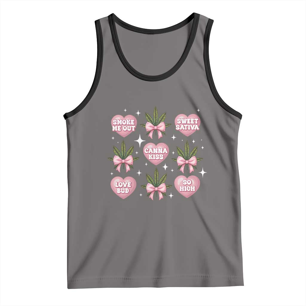 Funny Valentine's Day Weed Cannabis Marijuana Hearts Coquette Tank Top TS11 Deep Heather Black Print Your Wear