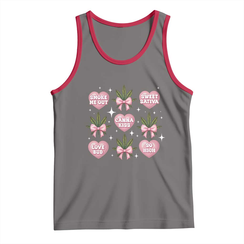 Funny Valentine's Day Weed Cannabis Marijuana Hearts Coquette Tank Top TS11 Deep Heather Red Print Your Wear