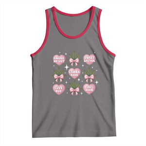 Funny Valentine's Day Weed Cannabis Marijuana Hearts Coquette Tank Top TS11 Deep Heather Red Print Your Wear