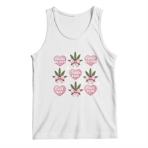 Funny Valentine's Day Weed Cannabis Marijuana Hearts Coquette Tank Top TS11 White Print Your Wear