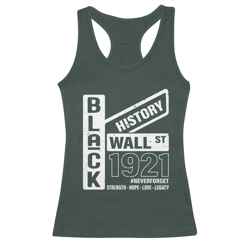 Never Forget Black Wall Street 1921 Racerback Tank Top Tulsa Black History Month TS11 Dark Forest Green Print Your Wear