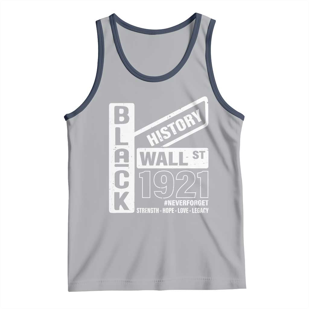 Never Forget Black Wall Street 1921 Tank Top Tulsa Black History Month TS11 Athletic Heather Navy Print Your Wear