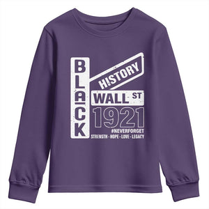 Never Forget Black Wall Street 1921 Youth Sweatshirt Tulsa Black History Month TS11 Purple Print Your Wear