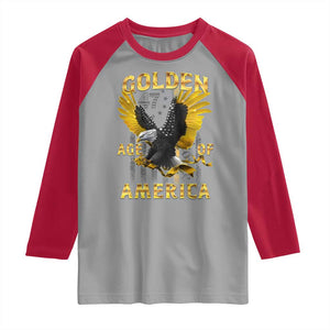 Trump 2025 Golden Age Of America Raglan Shirt Gold Eagle Vintage American Flag TS11 Sport Gray Red Print Your Wear