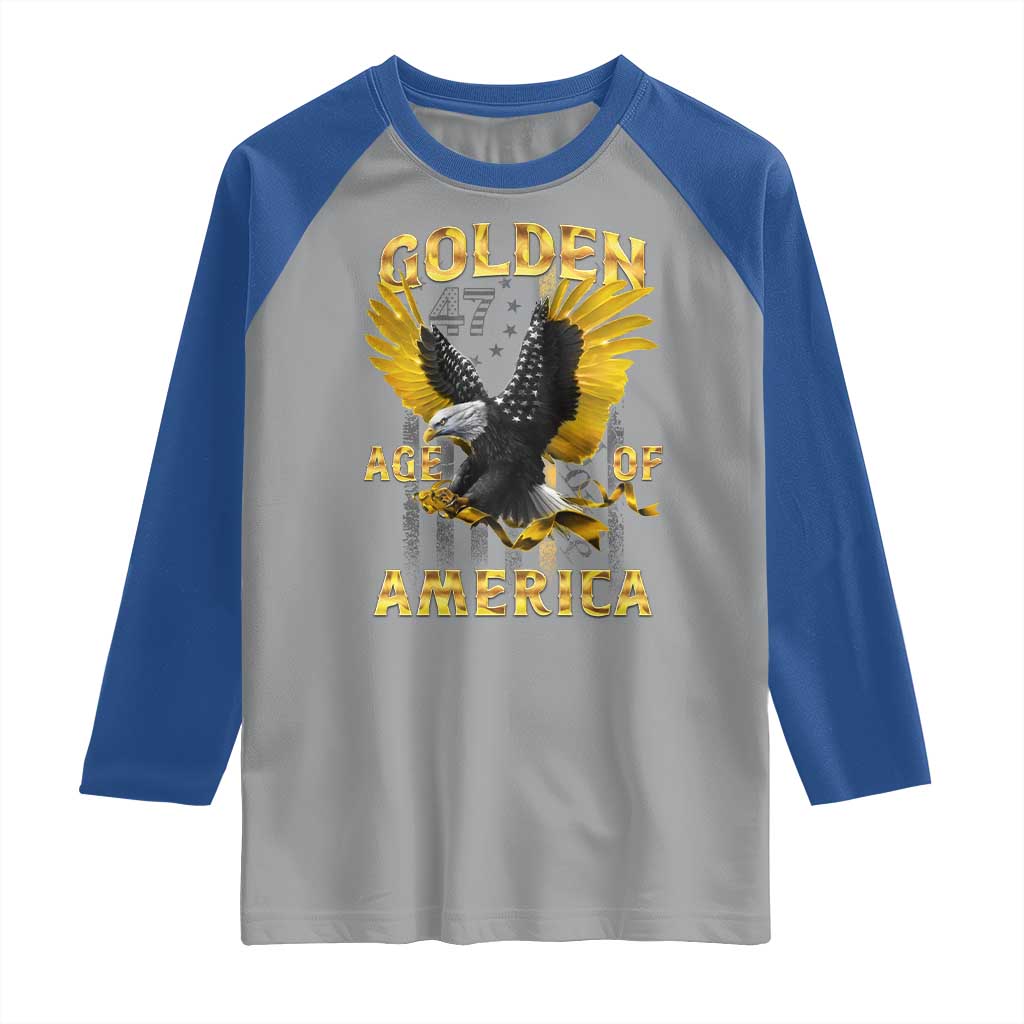 Trump 2025 Golden Age Of America Raglan Shirt Gold Eagle Vintage American Flag TS11 Sport Gray Royal Print Your Wear
