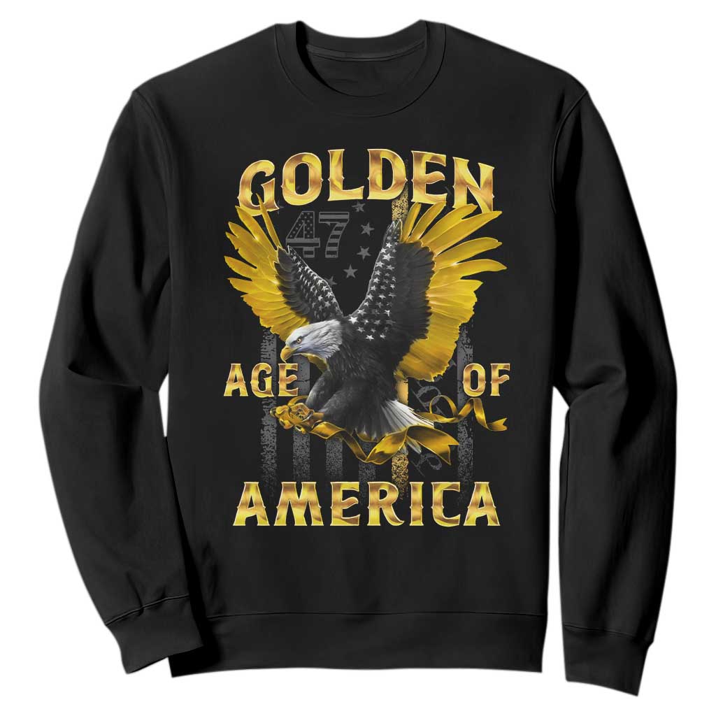 Trump 2025 Golden Age Of America Sweatshirt Gold Eagle Vintage American Flag TS11 Black Print Your Wear