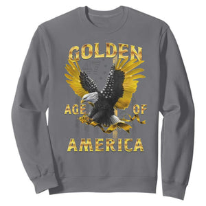 Trump 2025 Golden Age Of America Sweatshirt Gold Eagle Vintage American Flag TS11 Charcoal Print Your Wear