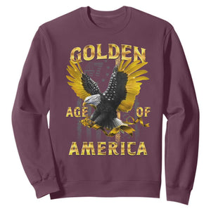 Trump 2025 Golden Age Of America Sweatshirt Gold Eagle Vintage American Flag TS11 Maroon Print Your Wear