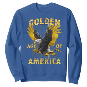 Trump 2025 Golden Age Of America Sweatshirt Gold Eagle Vintage American Flag TS11 Royal Blue Print Your Wear