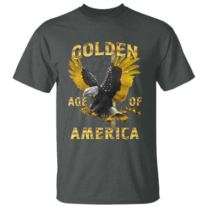Trump 2025 Golden Age Of America T Shirt Gold Eagle Vintage American Flag TS11 Dark Heather Print Your Wear