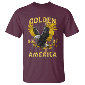 Trump 2025 Golden Age Of America T Shirt Gold Eagle Vintage American Flag TS11 Maroon Print Your Wear