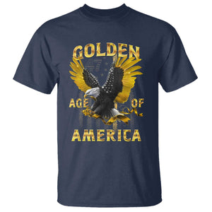 Trump 2025 Golden Age Of America T Shirt Gold Eagle Vintage American Flag TS11 Navy Print Your Wear