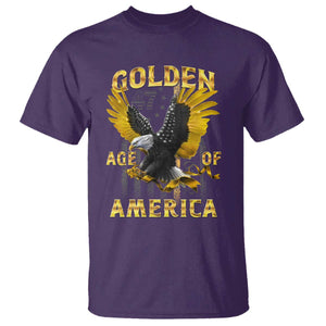 Trump 2025 Golden Age Of America T Shirt Gold Eagle Vintage American Flag TS11 Purple Print Your Wear