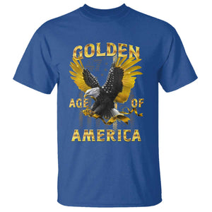 Trump 2025 Golden Age Of America T Shirt Gold Eagle Vintage American Flag TS11 Royal Blue Print Your Wear