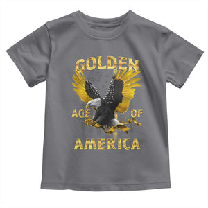 Trump 2025 Golden Age Of America Toddler T Shirt Gold Eagle Vintage American Flag TS11 Charcoal Print Your Wear
