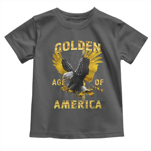 Trump 2025 Golden Age Of America Toddler T Shirt Gold Eagle Vintage American Flag TS11 Dark Heather Print Your Wear