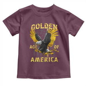 Trump 2025 Golden Age Of America Toddler T Shirt Gold Eagle Vintage American Flag TS11 Maroon Print Your Wear