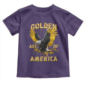 Trump 2025 Golden Age Of America Toddler T Shirt Gold Eagle Vintage American Flag TS11 Purple Print Your Wear