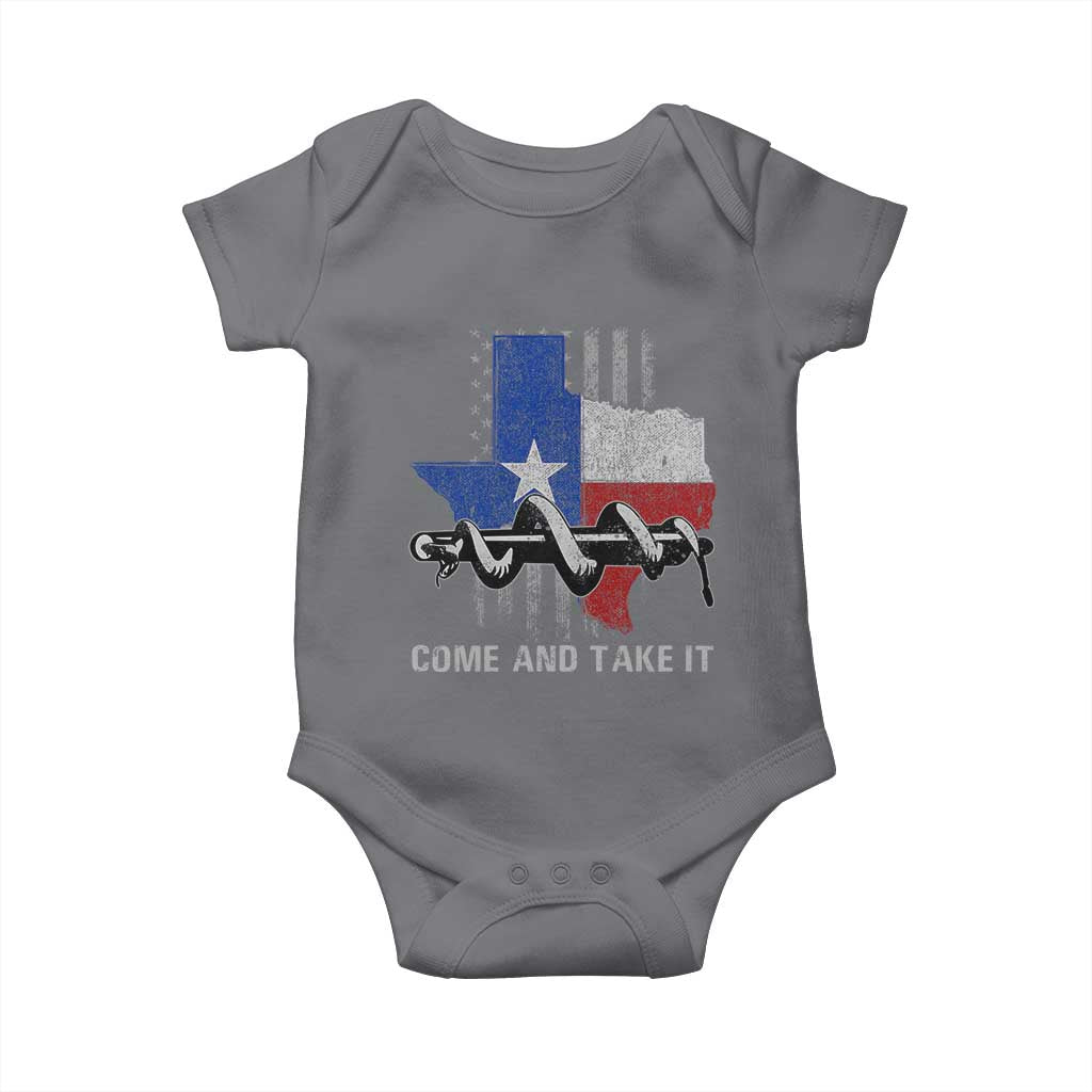 History Of Texas Baby Onesie Come And Take It Gonzales Texas Map American Flag TS11 Charcoal Print Your Wear