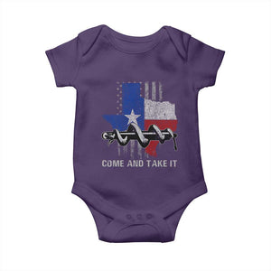 History Of Texas Baby Onesie Come And Take It Gonzales Texas Map American Flag TS11 Purple Print Your Wear