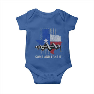 History Of Texas Baby Onesie Come And Take It Gonzales Texas Map American Flag TS11 Royal Blue Print Your Wear