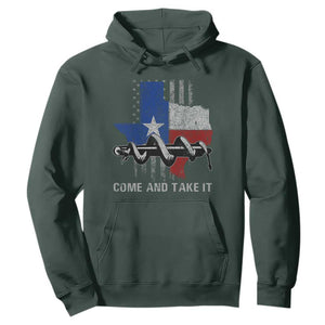 History Of Texas Hoodie Come And Take It Gonzales Texas Map American Flag TS11 Dark Forest Green Print Your Wear