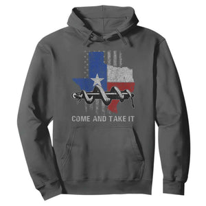 History Of Texas Hoodie Come And Take It Gonzales Texas Map American Flag TS11 Dark Heather Print Your Wear