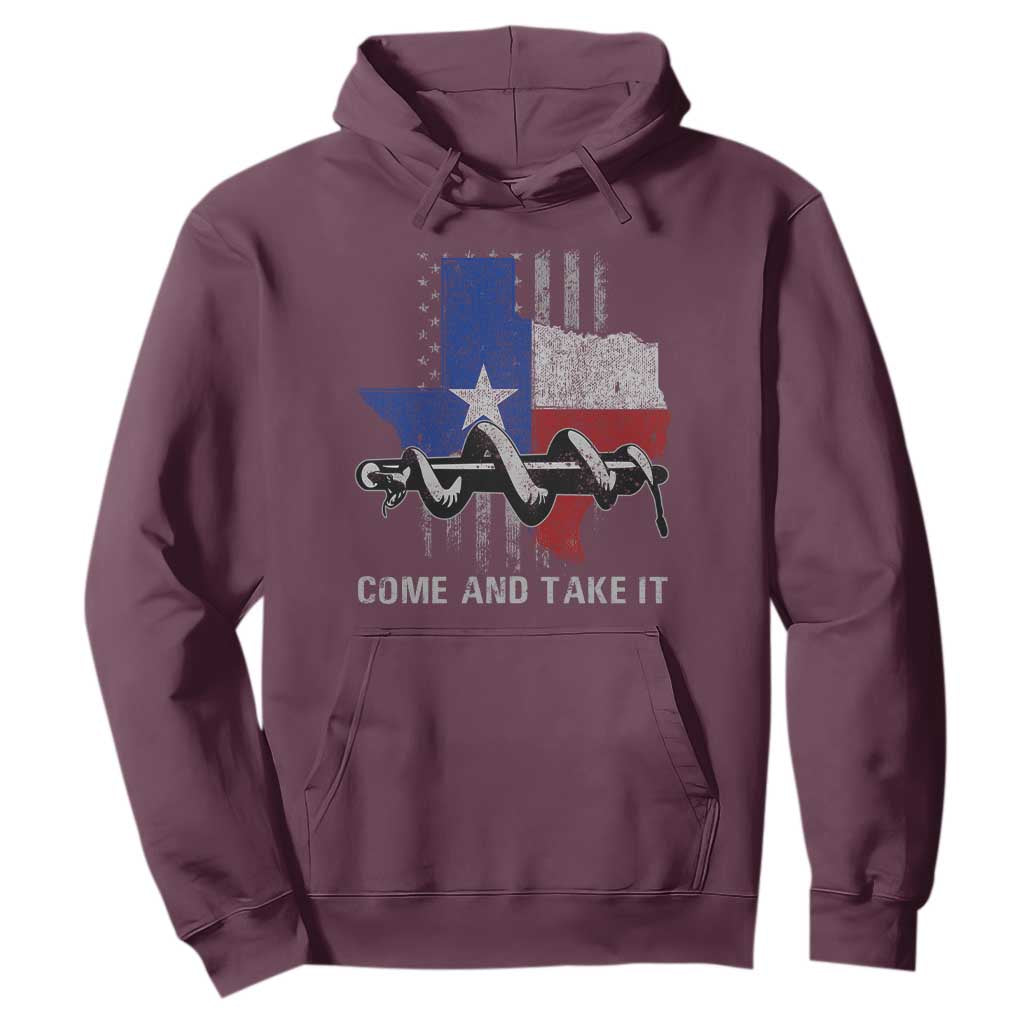 History Of Texas Hoodie Come And Take It Gonzales Texas Map American Flag TS11 Maroon Print Your Wear