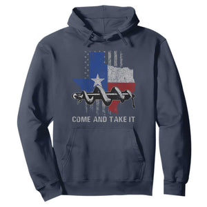History Of Texas Hoodie Come And Take It Gonzales Texas Map American Flag TS11 Navy Print Your Wear