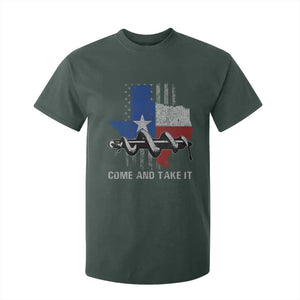 History Of Texas T Shirt For Kid Come And Take It Gonzales Texas Map American Flag TS11 Dark Forest Green Print Your Wear