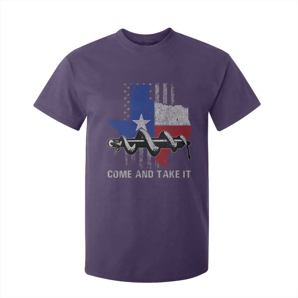 History Of Texas T Shirt For Kid Come And Take It Gonzales Texas Map American Flag TS11 Purple Print Your Wear