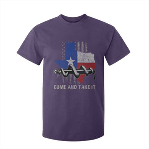 History Of Texas T Shirt For Kid Come And Take It Gonzales Texas Map American Flag TS11 Purple Print Your Wear