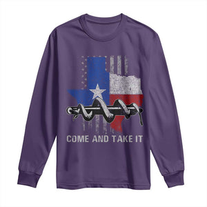 History Of Texas Long Sleeve Shirt Come And Take It Gonzales Texas Map American Flag TS11 Purple Print Your Wear