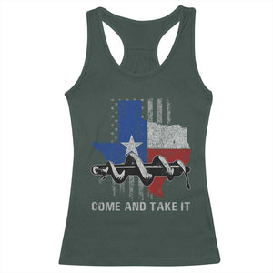 History Of Texas Racerback Tank Top Come And Take It Gonzales Texas Map American Flag TS11 Dark Forest Green Print Your Wear