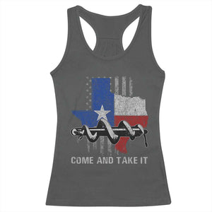 History Of Texas Racerback Tank Top Come And Take It Gonzales Texas Map American Flag TS11 Dark Heather Print Your Wear