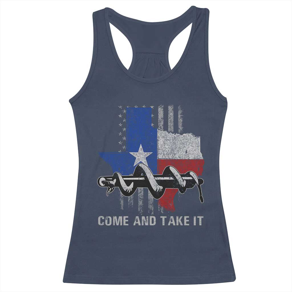 History Of Texas Racerback Tank Top Come And Take It Gonzales Texas Map American Flag TS11 Navy Print Your Wear