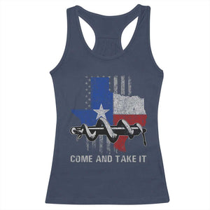 History Of Texas Racerback Tank Top Come And Take It Gonzales Texas Map American Flag TS11 Navy Print Your Wear