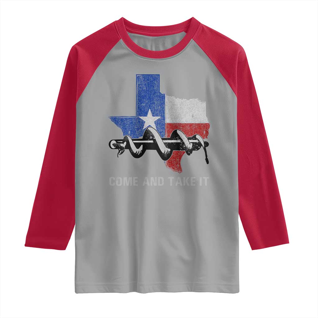 History Of Texas Raglan Shirt Come And Take It Gonzales Texas Map American Flag TS11 Sport Gray Red Print Your Wear