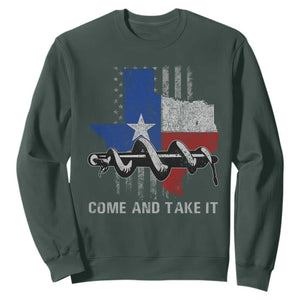 History Of Texas Sweatshirt Come And Take It Gonzales Texas Map American Flag TS11 Dark Forest Green Print Your Wear