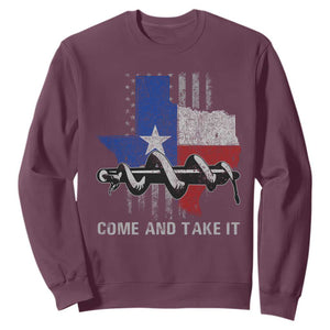 History Of Texas Sweatshirt Come And Take It Gonzales Texas Map American Flag TS11 Maroon Print Your Wear