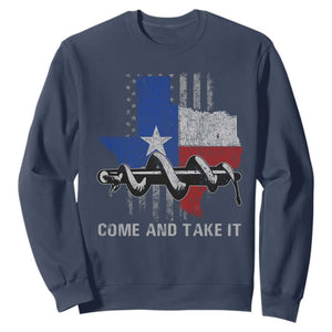 History Of Texas Sweatshirt Come And Take It Gonzales Texas Map American Flag TS11 Navy Print Your Wear