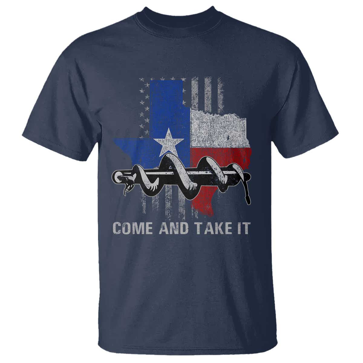 History Of Texas T Shirt Come And Take It Gonzales Texas Map American Flag TS11 Navy Print Your Wear