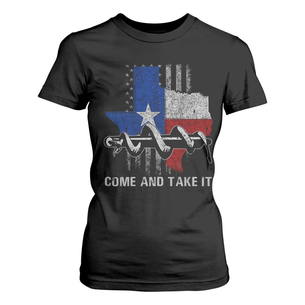 History Of Texas T Shirt For Women Come And Take It Gonzales Texas Map American Flag TS11 Black Print Your Wear