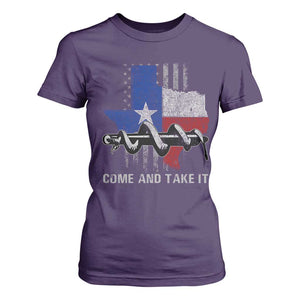 History Of Texas T Shirt For Women Come And Take It Gonzales Texas Map American Flag TS11 Purple Print Your Wear