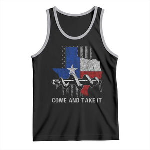History Of Texas Tank Top Come And Take It Gonzales Texas Map American Flag TS11 Black Athletic Heather Print Your Wear