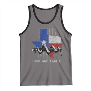 History Of Texas Tank Top Come And Take It Gonzales Texas Map American Flag TS11 Deep Heather Black Print Your Wear