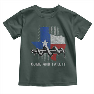 History Of Texas Toddler T Shirt Come And Take It Gonzales Texas Map American Flag TS11 Dark Forest Green Print Your Wear