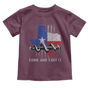 History Of Texas Toddler T Shirt Come And Take It Gonzales Texas Map American Flag TS11 Maroon Print Your Wear